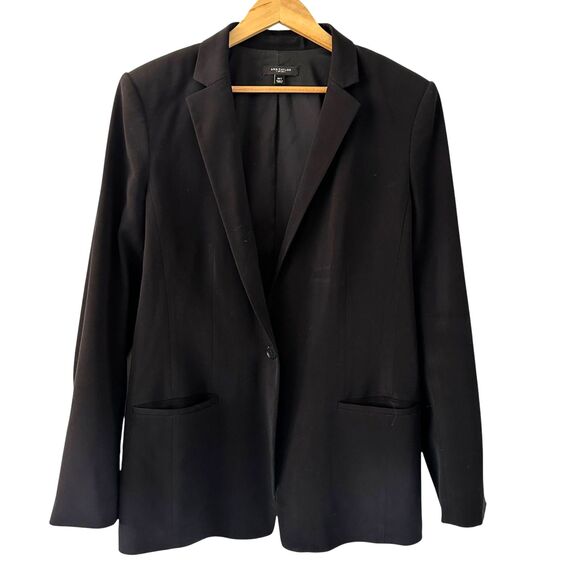 Ann Taylor Black Single Button Lined Blazer Plus Size 18 Tall - Picture 1 of 7